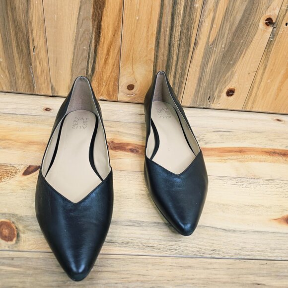 NATURALIZER Havana Pointed Toe Leather Flats - Black Size 11 - Picture 2 of 7
